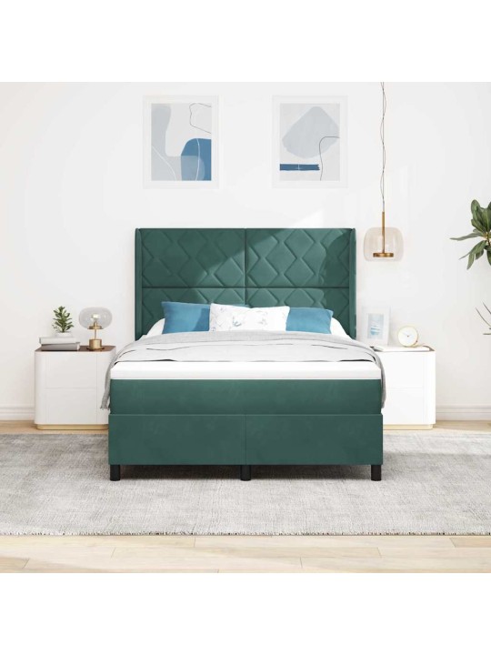 Led box spring gulta ar matraci manuāls zaļa 140 x 190 cm samts