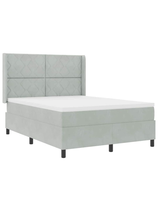 Led box spring gulta ar matraci gaiši pelēka 160 x 200 cm samts