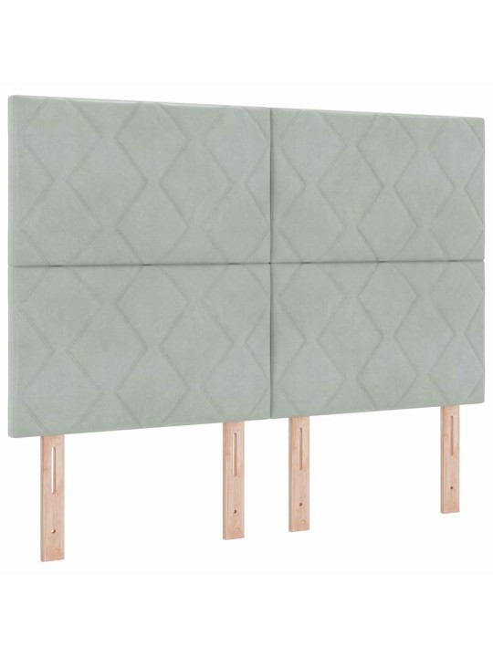 Led box spring gulta ar matraci gaiši pelēka 160 x 200 cm samts