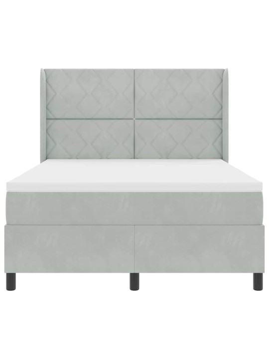 Led box spring gulta ar matraci gaiši pelēka 160 x 200 cm samts
