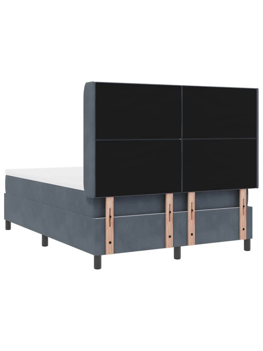 Led box spring gulta ar matraci tumši pelēka 160 x 200 cm samts