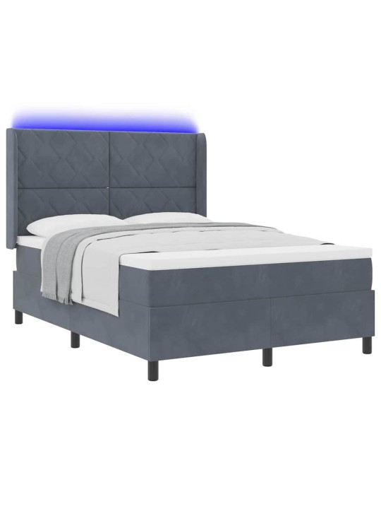 Led box spring gulta ar matraci tumši pelēka 160 x 200 cm samts