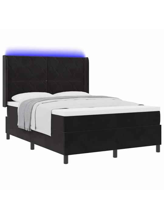 Led box spring gulta ar matraci melna 160 x 200 cm samts