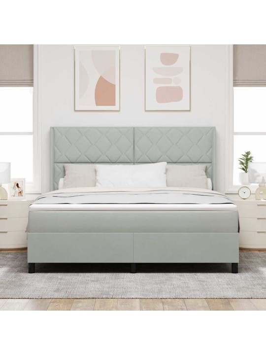 Led box spring gulta ar matraci gaiši pelēks 180 x 200 cm samts