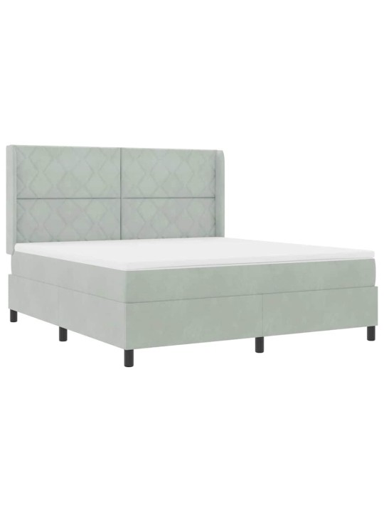 Led box spring gulta ar matraci gaiši pelēks 180 x 200 cm samts