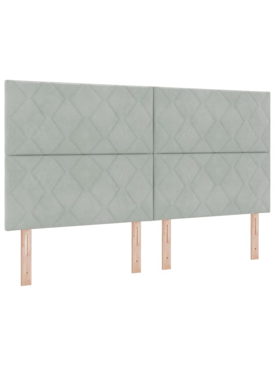 Led box spring gulta ar matraci gaiši pelēks 180 x 200 cm samts