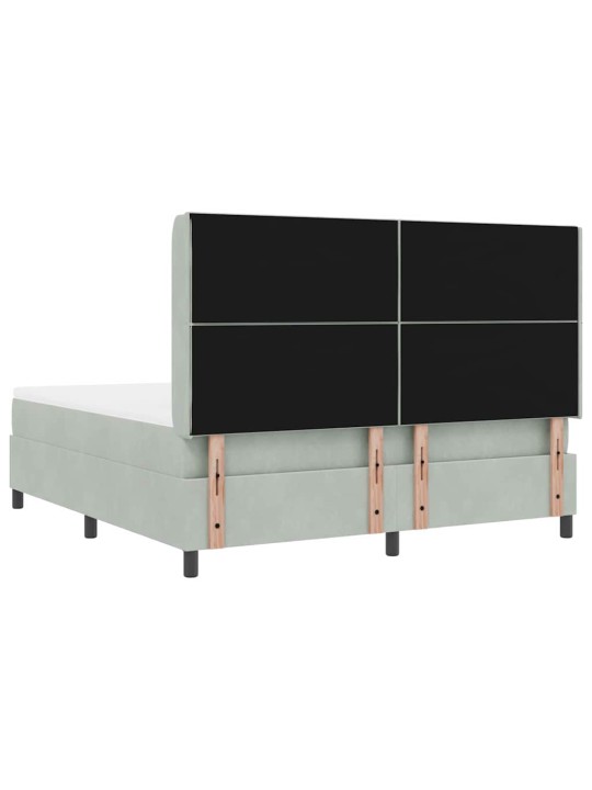 Led box spring gulta ar matraci gaiši pelēks 180 x 200 cm samts