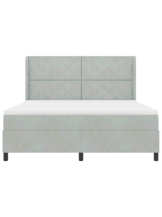 Led box spring gulta ar matraci gaiši pelēks 180 x 200 cm samts
