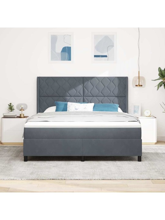 Led box spring gulta ar matraci tumši pelēka 180 x 200 cm samts