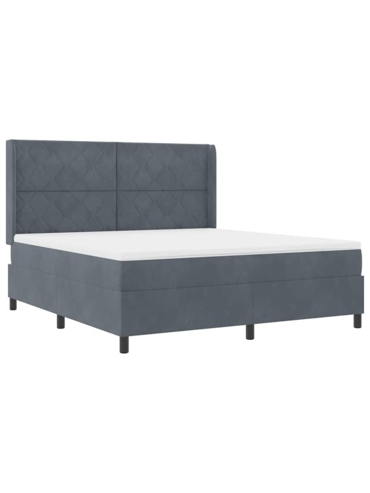 Led box spring gulta ar matraci tumši pelēka 180 x 200 cm samts