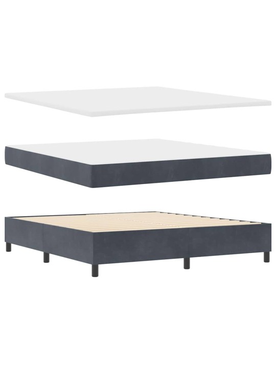 Led box spring gulta ar matraci tumši pelēka 180 x 200 cm samts