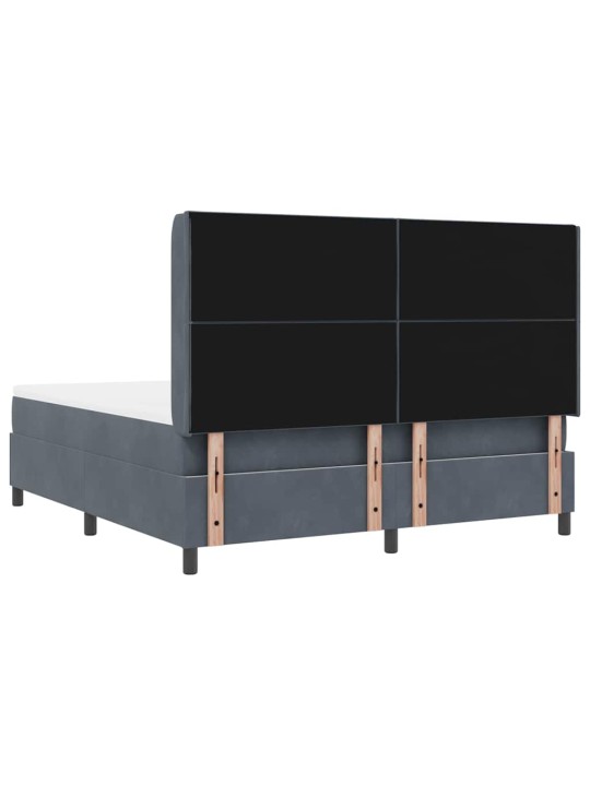 Led box spring gulta ar matraci tumši pelēka 180 x 200 cm samts