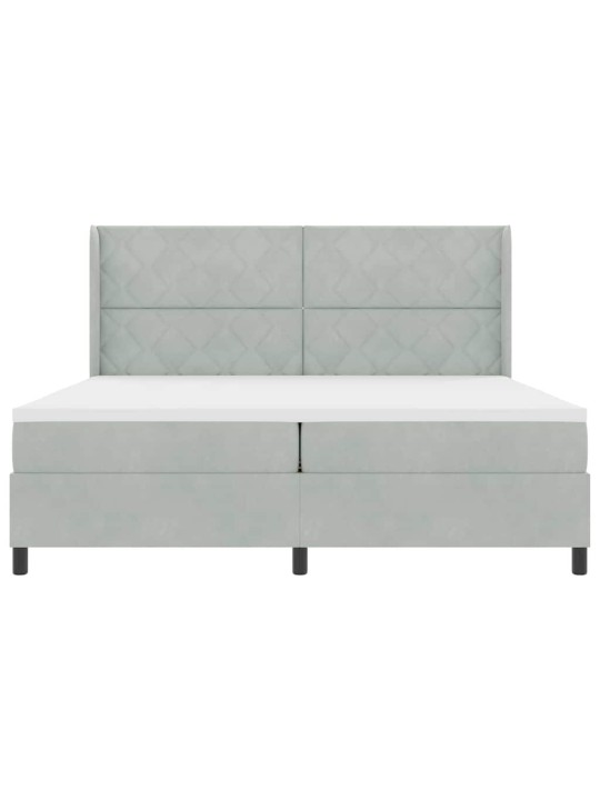 Led box spring gulta ar matraci gaiši pelēks 200 x 200 cm samts