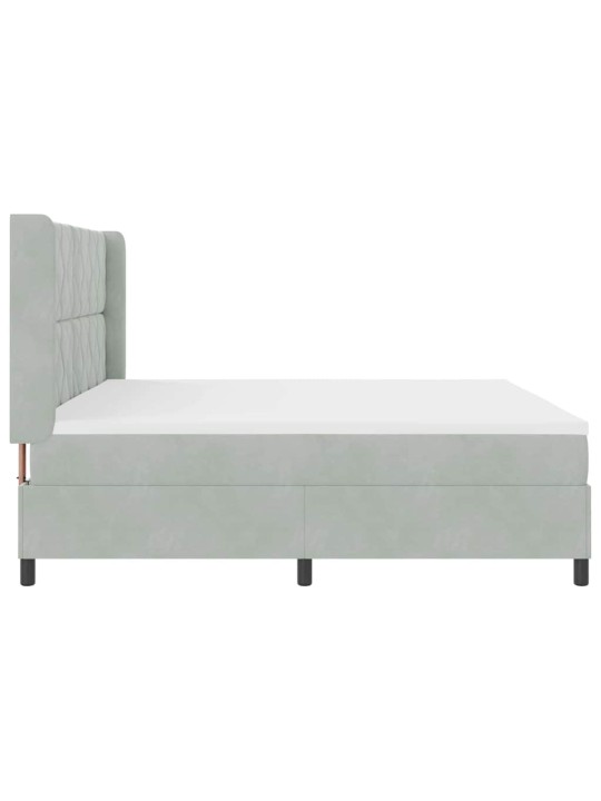Led box spring gulta ar matraci gaiši pelēks 200 x 200 cm samts