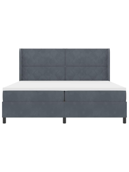 Led box spring gulta ar matraci tumši pelēka 200 x 200 cm samts