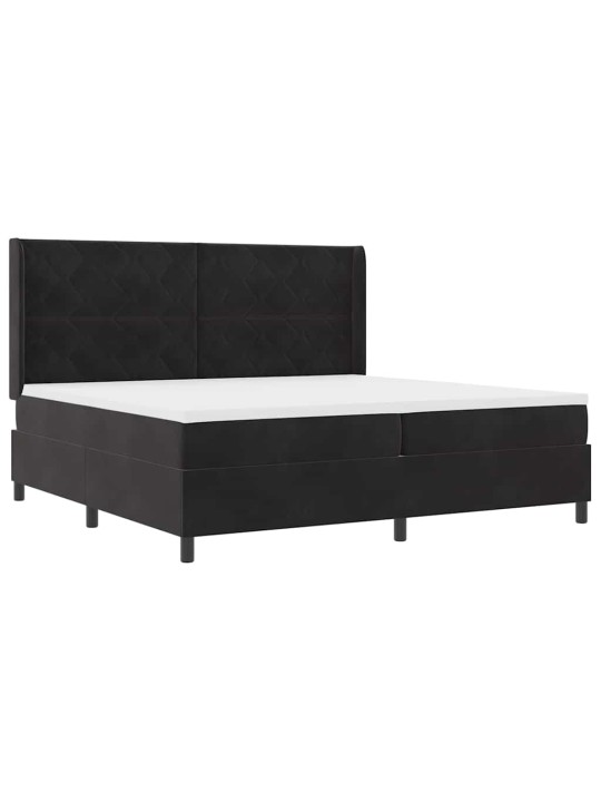 Led box spring gulta ar matraci melna 200 x 200 cm samts