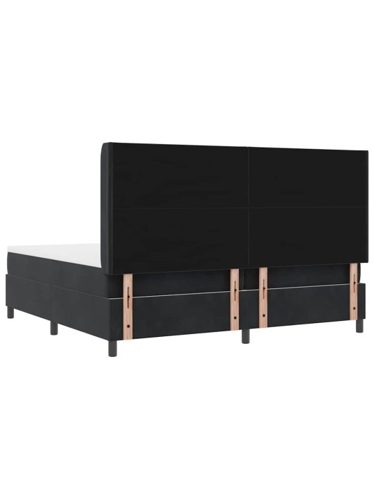 Led box spring gulta ar matraci melna 200 x 200 cm samts