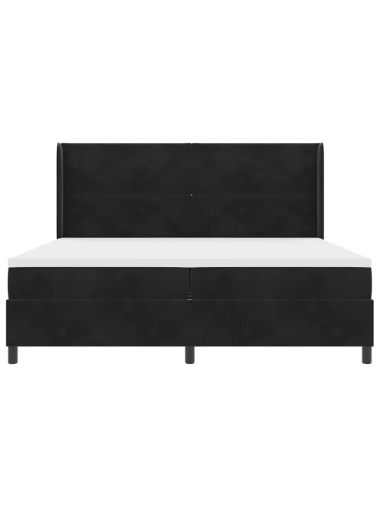 Led box spring gulta ar matraci melna 200 x 200 cm samts