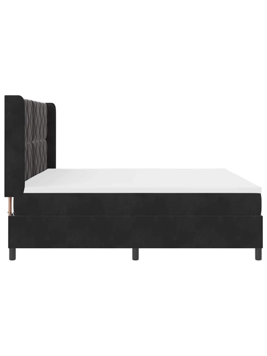 Led box spring gulta ar matraci melna 200 x 200 cm samts