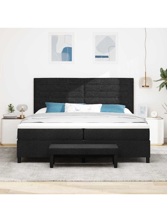 Kastītes atsperu gulta ar matraci melna 200 x 200 cm audums