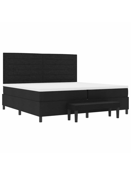 Kastītes atsperu gulta ar matraci melna 200 x 200 cm audums