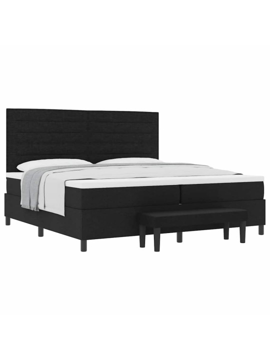 Kastītes atsperu gulta ar matraci melna 200 x 200 cm audums