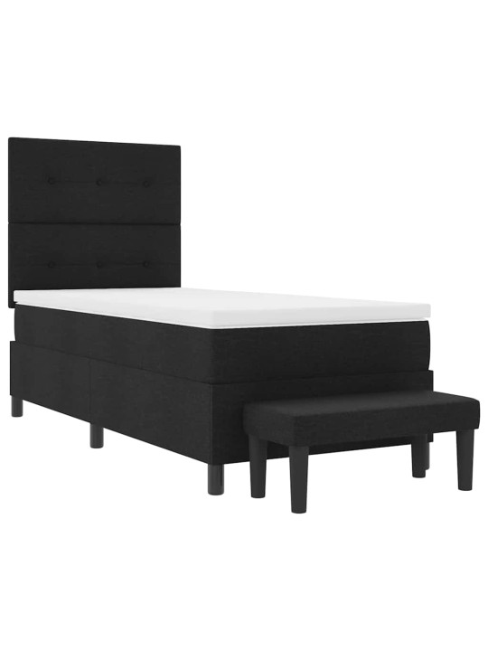 Kastītes atsperu gulta ar matraci melna 80 x 200 cm audums