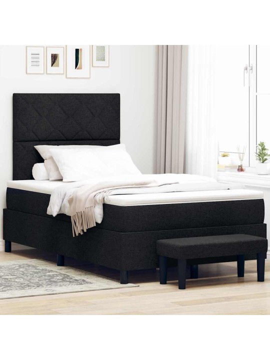 Kontinentālā gulta ar matraci melna 120 x 190 cm audums