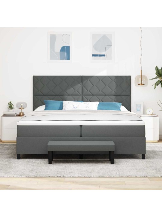 Kastītes atsperu gulta tumši pelēka 200 x 200 cm audums