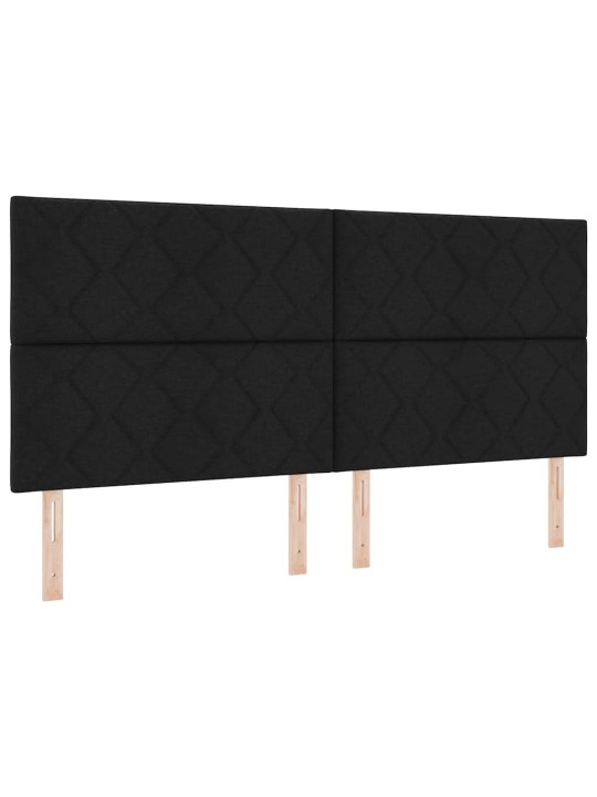 Kastītes atsperu gulta ar matraci melna 200 x 200 cm audums