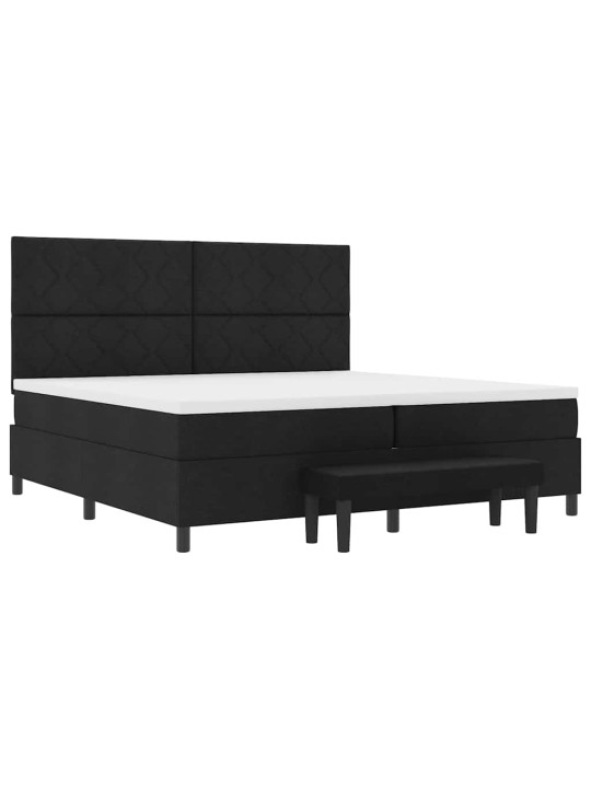 Kastītes atsperu gulta ar matraci melna 200 x 200 cm audums