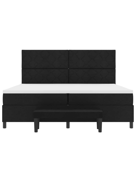 Kastītes atsperu gulta ar matraci melna 200 x 200 cm audums