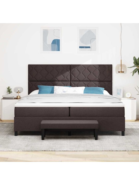 Kastītes atsperu gulta tumši brūna 200 x 200 cm audums