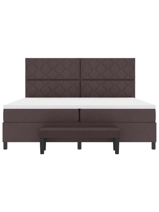 Kastītes atsperu gulta tumši brūna 200 x 200 cm audums