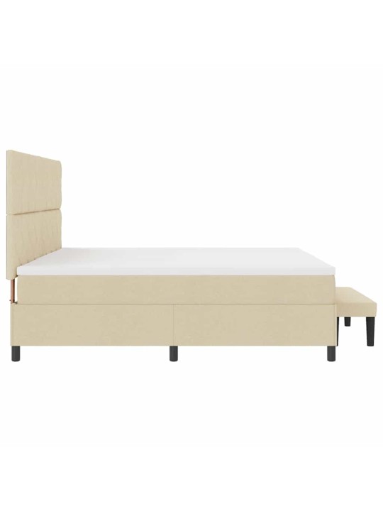 Kastītes atsperu gulta ar matraci krēmkrāsa 200 x 200 cm audums