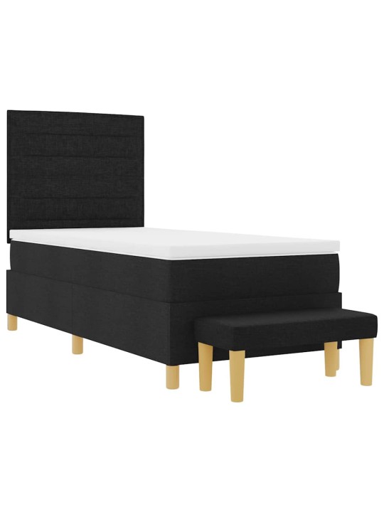 Kastītes atsperu gulta ar matraci melna 100 x 200 cm audums