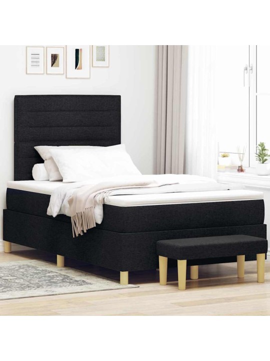 Kontinentālā gulta ar matraci melna 120 x 200 cm audums