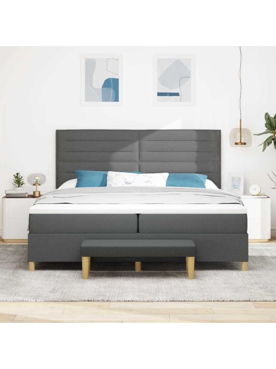 Kastītes atsperu gulta tumši pelēks 200 x 200 cm audums