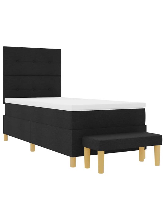 Kastītes atsperu gulta ar matraci melna 80 x 200 cm audums