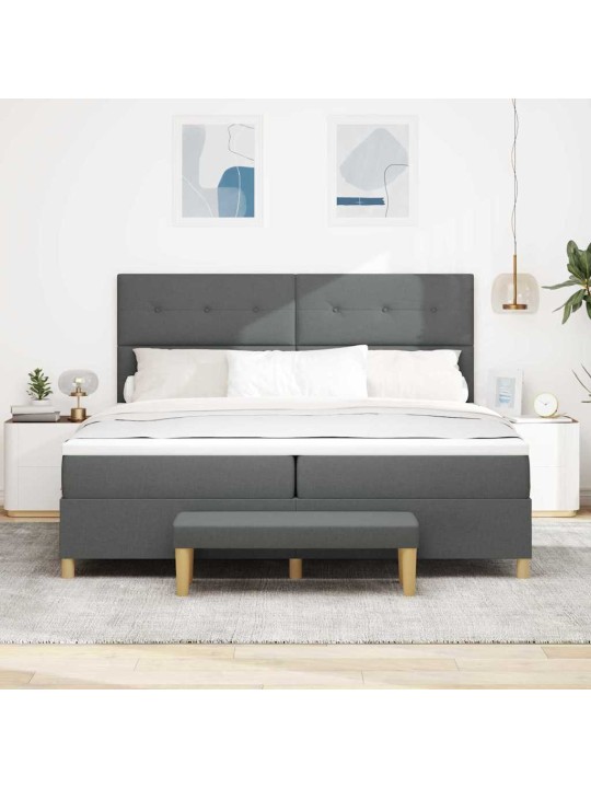 Kastītes atsperu gulta tumši pelēka 200 x 200 cm audums
