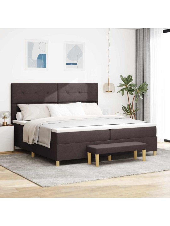 Kastītes atsperu gulta tumši brūna 200 x 200 cm audums