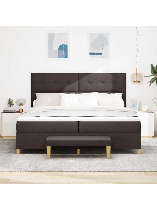 Kastītes atsperu gulta tumši brūna 200 x 200 cm audums