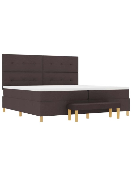 Kastītes atsperu gulta tumši brūna 200 x 200 cm audums