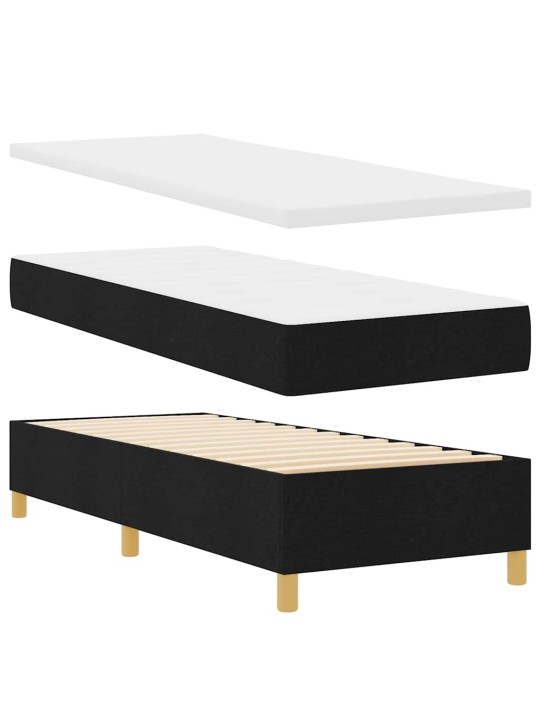 Kastītes atsperu gulta ar matraci melna 80 x 200 cm audums