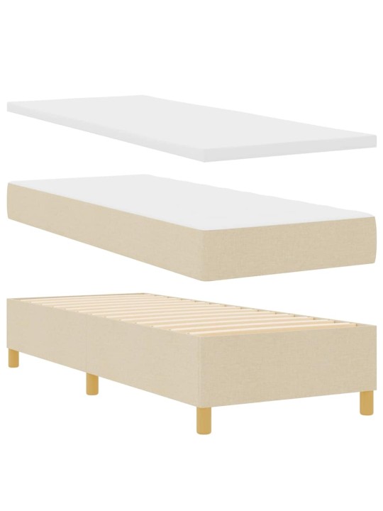 Kastītes atsperu gulta ar matraci krēmkrāsa 80 x 200 cm audums