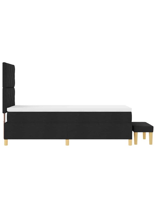 Kastītes atsperu gulta ar matraci melna 100 x 200 cm audums