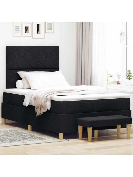 Kontinentālā gulta ar matraci melna 120 x 200 cm audums
