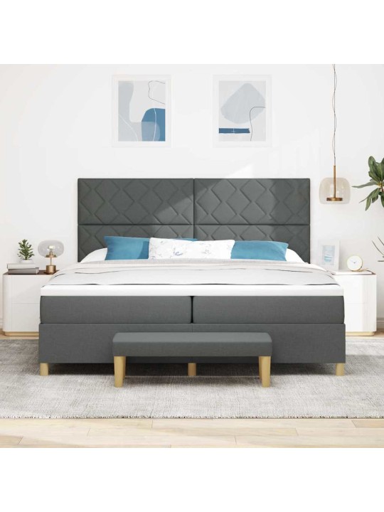 Kastītes atsperu gulta tumši pelēks 200 x 200 cm audums