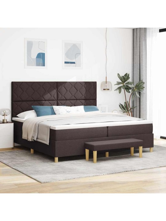 Kastītes atsperu gulta tumši brūna 200 x 200 cm audums