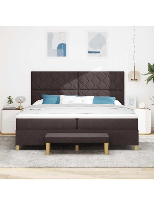 Kastītes atsperu gulta tumši brūna 200 x 200 cm audums